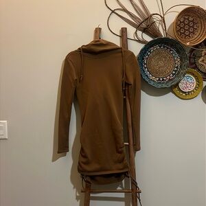 Brown Small Sweater Dress with Cinch Sides